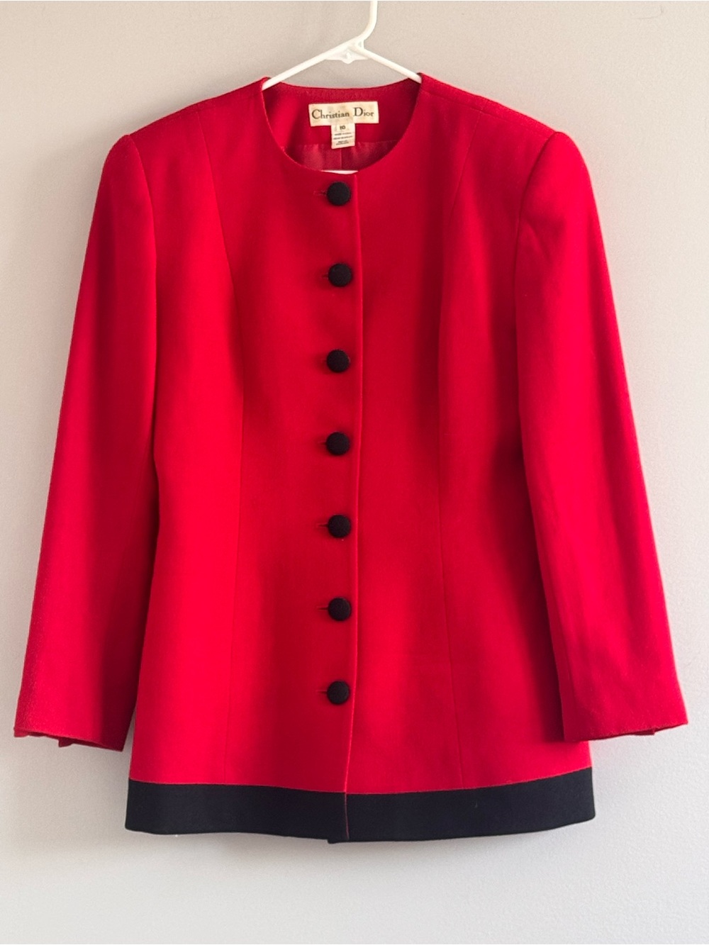 Christian Dior Vintage VTG Red Pure Wool Suit Jacket Y2K 90’s Women’s 10